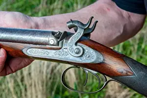 Manufactured Prints: An 11-bore double barrel percussion shotgun by Birmingham