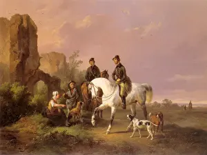 1274 Wouterus Verschuur - Jachtgezelschap en landvolk bij een ruïne