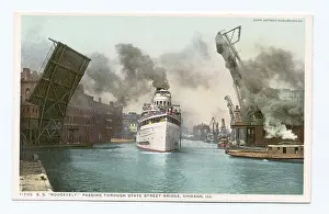 Water Transport Prints: 1282 S.S. Roosevelt passing through State Street Bridge