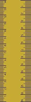 Inches Prints: 14 cm measure ruler. 14 centimeters metric ruler with yellow and black colors
