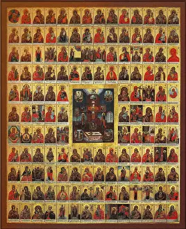 Virgin Mary Prints: Русский: «Распятие и Страсти Господни с изображением 142 образов Богородицы»