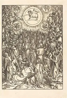 Angels Prints: A 1498 engraving by Albrecht Dürer depicting the Adoration of the Lamb