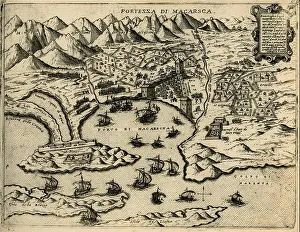 City Planning Prints: This 1574 map by Giovanni Francesco Camocio depicts the Fortress of Makarska