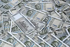 Wealthy Prints: 16 May 2023, Pune, India, Indian currency 500 rupees banknotes
