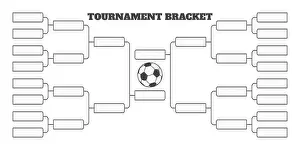 Bracket Prints: 16 soccer team tournament bracket championship template flat style design vector illustration isolated on white