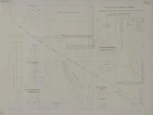 Ancient Art Prints: 161 Details du grand temple- Entablement et chapiteau des colonnes et des antes sous le portique - Delagardette Claude