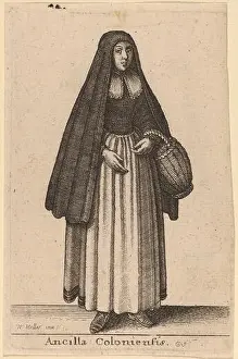 Crafted Prints: This 1643 engraving by Wenceslaus Hollar depicts a maid from Cologne wearing traditional dress