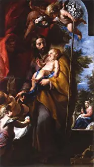 Holy Family Prints: This 1666 oil on canvas painting by Claudio Coello depicts St