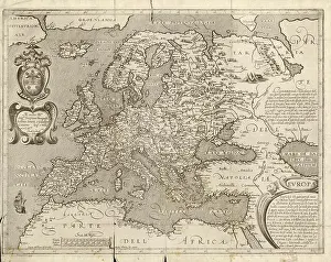 1600 Prints: 16th century map of Europe. Published in Sienna in 1600