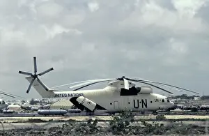 Assistance Prints: 16th October 1993 A huge United Nations Russian-built Mil Mi-26T Halo helicopter parked at the northern (civilian)