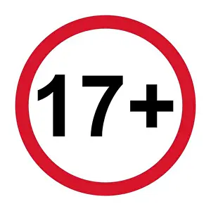Limit Prints: 17+ restriction flat sign isolated on white background