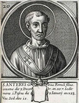 Pope Prints: 17th century engraving of Pope Anterus