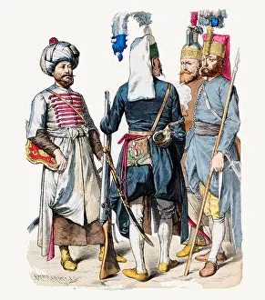 Illuminate Prints: 17th century XVII and early 18th century XVIII Turkish military officers