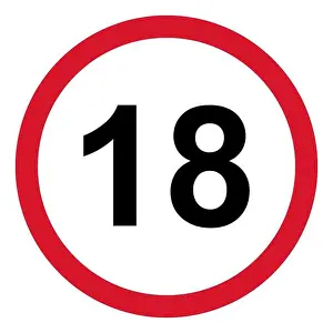 Limit Prints: 18 restriction flat sign isolated on white background