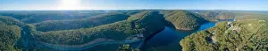 Forested Hills Prints: 180 aerial panorama of Lake Nepean Dam and forested hills