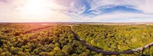 Long Shot Prints: 180 degrees scenic landscape of countryside in beautiful autumn sunny day
