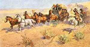Old Fashioned Prints: 1800s 1860s OVERLAND STAGE COACH BEING ATTACKED BY NATIVE AMERICAN INDIANS STAGECOACH AMERICAN WEST