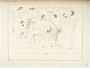 Ceramics Prints: 1801 archaeological drawing records a bell krater decorated in red-figure style