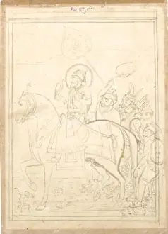 Hawk Prints: This 1840–1850 sketch shows Guru Gobind Singh