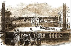 Informal Prints: An 1842 engraving showing the view from a balcony at Buckingham Palace as it was at that time