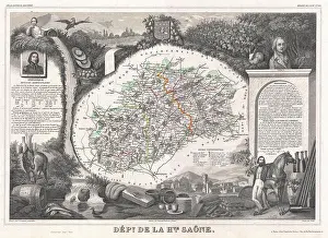 Foto Prints: 1852 Levasseur Map of the Department De La Haute Saone