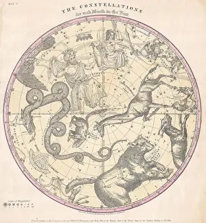 1856, Burritt, Huntington Map of the Stars and Constellations of the Northern Hemisphere