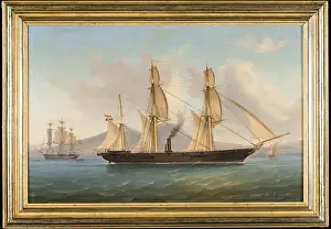 Historical Photograph Prints: This 1857 image shows the Dutch screw corvette HNLMS Groningen in the Mediterranean