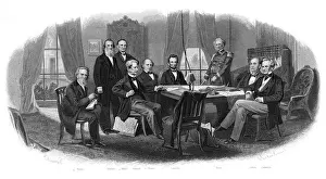 American Civil War Prints: 1860s 1800s LINCOLN AND HIS CABINET WITH LT
