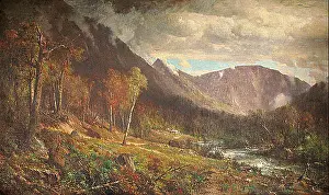 Dramatic Landscape Prints: An 1872 painting by Thomas Hill depicting Crawford Notch