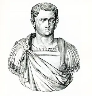 Titus Prints: This 1880s illustration shows the bust of the Roman emperor Titus that is housed in the Uffizi Gallery in Florence