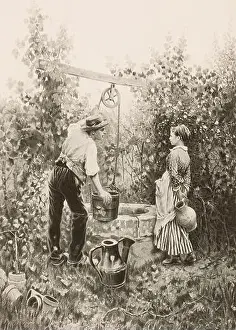 Published Prints: 1890 photogravure of a painting by American artist Daniel Ridgway Knight with the caption