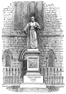 Litho Prints: 1890: A statue of Thomas Charles (1755 – 1814) outside Capel Tegid