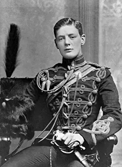 Reporter Prints: 1895 Winston Churchill aged 21 as a subaltern in the 4th Hussars at Aldershot
