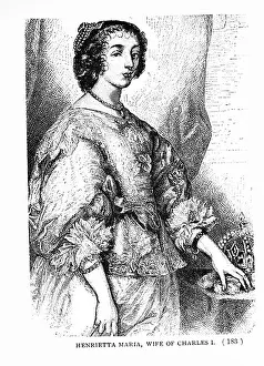 Childs Prints: A 1897 illustration from A Child's History of England depicting Henrietta Maria