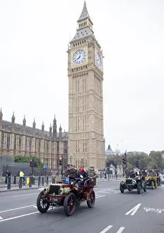 Motoring Prints: 1903 Argyll London To Brighton Veteran Car Run Westminster Bridge London