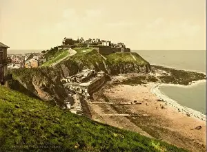 Xix Century Prints: 1905 ca, GRANVILLE, FRANCE : View upper town and beach