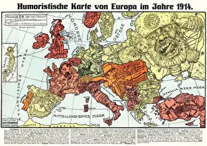 Social Commentary Prints: This 1914 satirical map of Europe by K