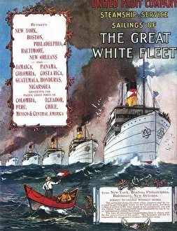 Sailors Prints: 1914 United Fruit Company Steamship Service ad - Great White Fleet