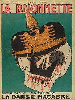 Macabre Prints: A 1916 satirical illustration titled La Danse Macabre by Paul Iribe