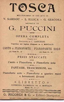 Productions Prints: The 1917 Tosca poster represents an iconic image for the opera Tosca