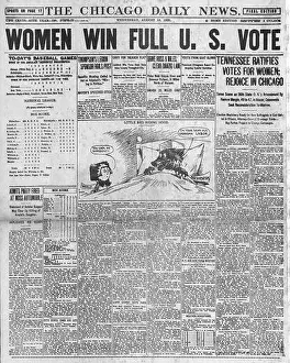 Suffrage Prints: 1920 Chicago Daily News front page Women win full U.S. vote