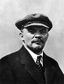 Political Imagery Prints: This 1920 portrait of Lenin shows him wearing a hat