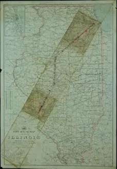 St Louis Prints: The 1923 Post Route Map of Illinois