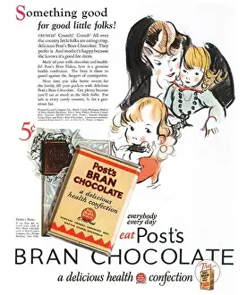 Campaign Campaigns Prints: 1926 Post's Bran Chocolate Ad -' A Delicious Health Confection'