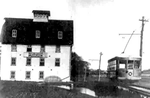Rail Prints: 1934 Allentown & Reading Traction Company Interurban Passing Haines Mill at Dorney Park Allentown PA