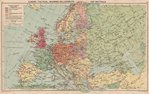 Occupied Prints: 1940 EUROPE. WW2.Belligerents/Neutrals Occupied Poland/Finland Albania, 1940 map