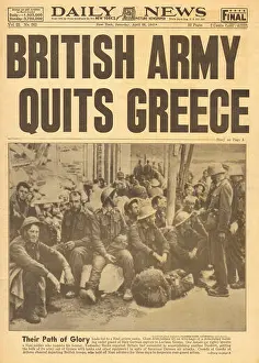 Paratroopers Prints: 1941 Daily News (New York) British army quit Greece