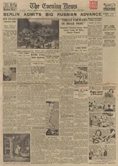 1943 The Evening News front page reporting Red Army advance on Kiev Front and Cinderella dance club bombed in Putney