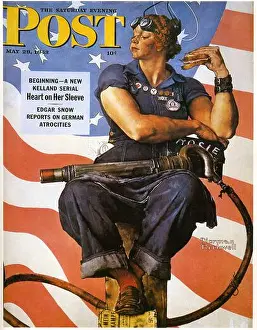 Workers Prints: 1943 May 29, Saturday Evening Post Cover featuring Norman Rockwell's artwork “Rosie the Riveter”