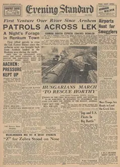 Royal Air Force Prints: 1944 Evening Standard front page reporting Allies cross River Lek